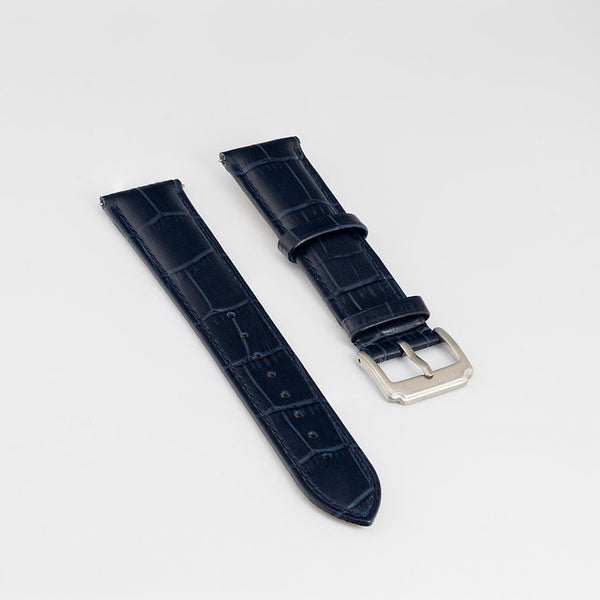 Dark Blue Leather Strap - Alligator Pattern