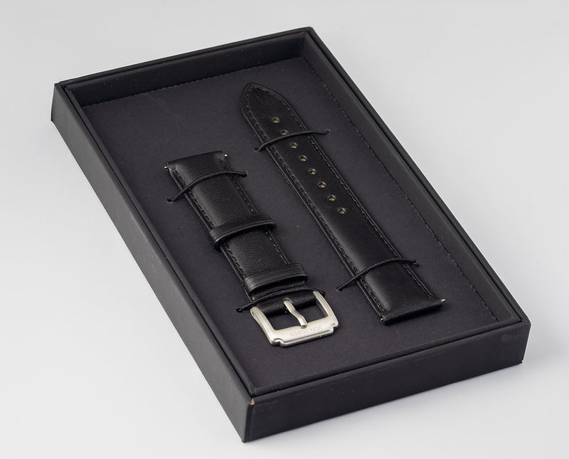 Black Leather Strap - Smooth - Polished Steel Buckle
